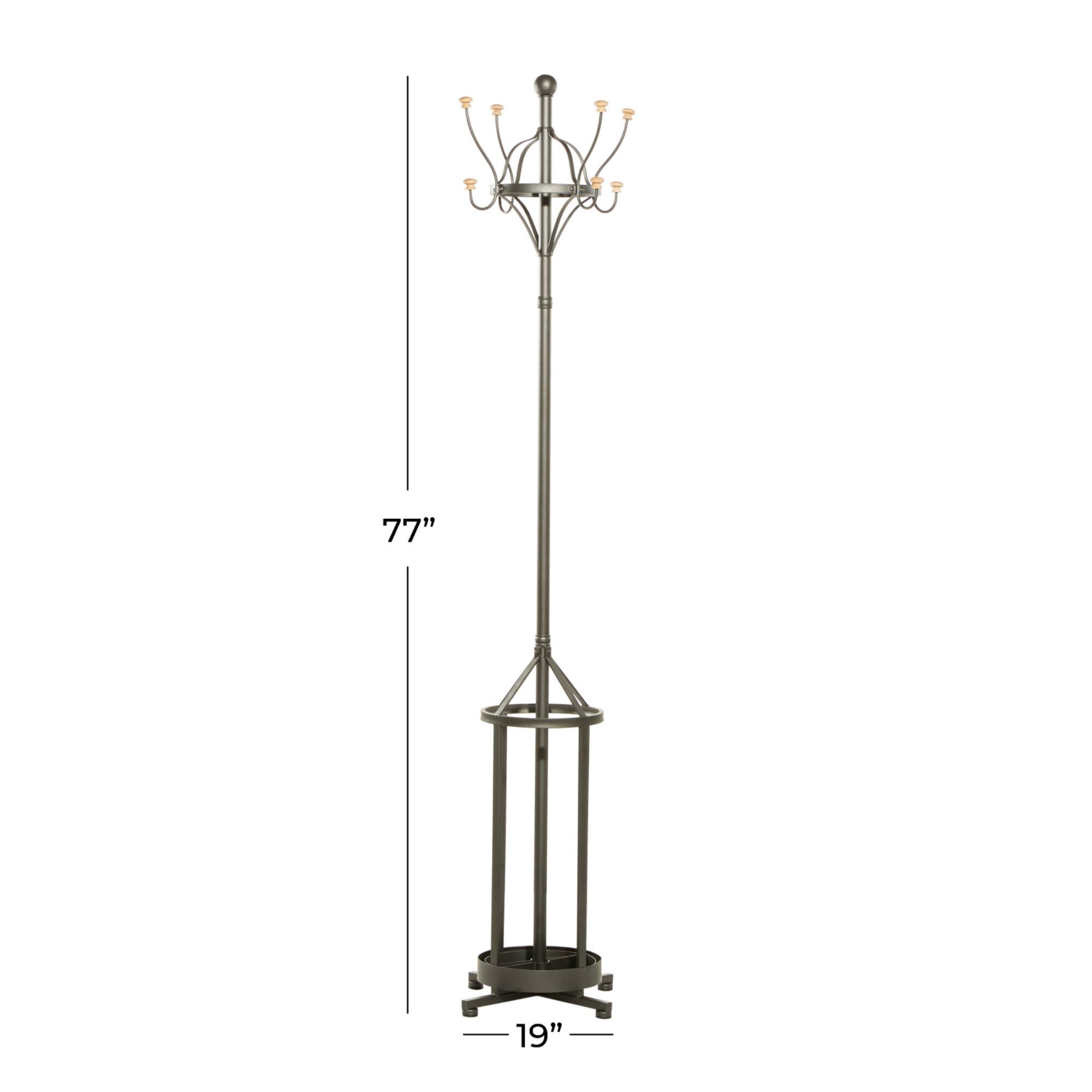 Black Metal Industrial Coat Rack, 19" x 77"